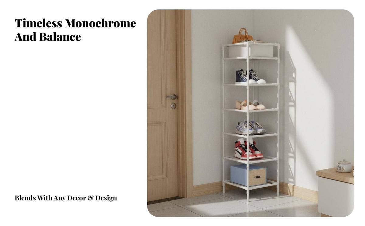 Space-Saving Vertical Shoe Rack Multi-Layer Design Storage Rack Easy Assembly Organizing Shelf Lightweight for Apartment Dwellers, Homeowners, Dorm Room, Entryway, Corner, Bedroom