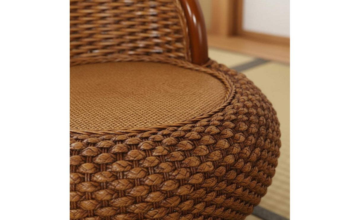 Bohemian Aesthetic Handmade Rattan Stool Trendy Design Tatami Floor Stool Round Wicker Seat for Balcony