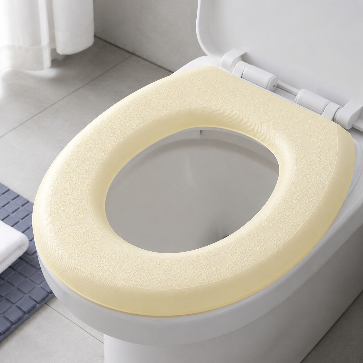 EVA Toilet Seat Cushion, All Seasons Universal, Waterproof, Solid Color, for Home Bathroom