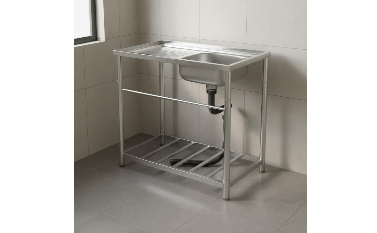 Stainless Steel Utility Sink with Stand Heavy Duty Stainless Steel Utility Sink Scratch Resistant for Workshop, Laundry Room, Basement