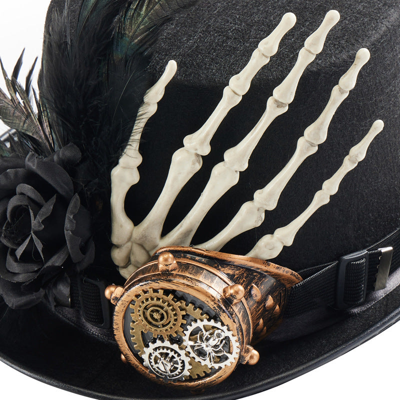 Steampunk Monocle Top Hat Lolita Gothic Skull Hand Halloween Party Hat