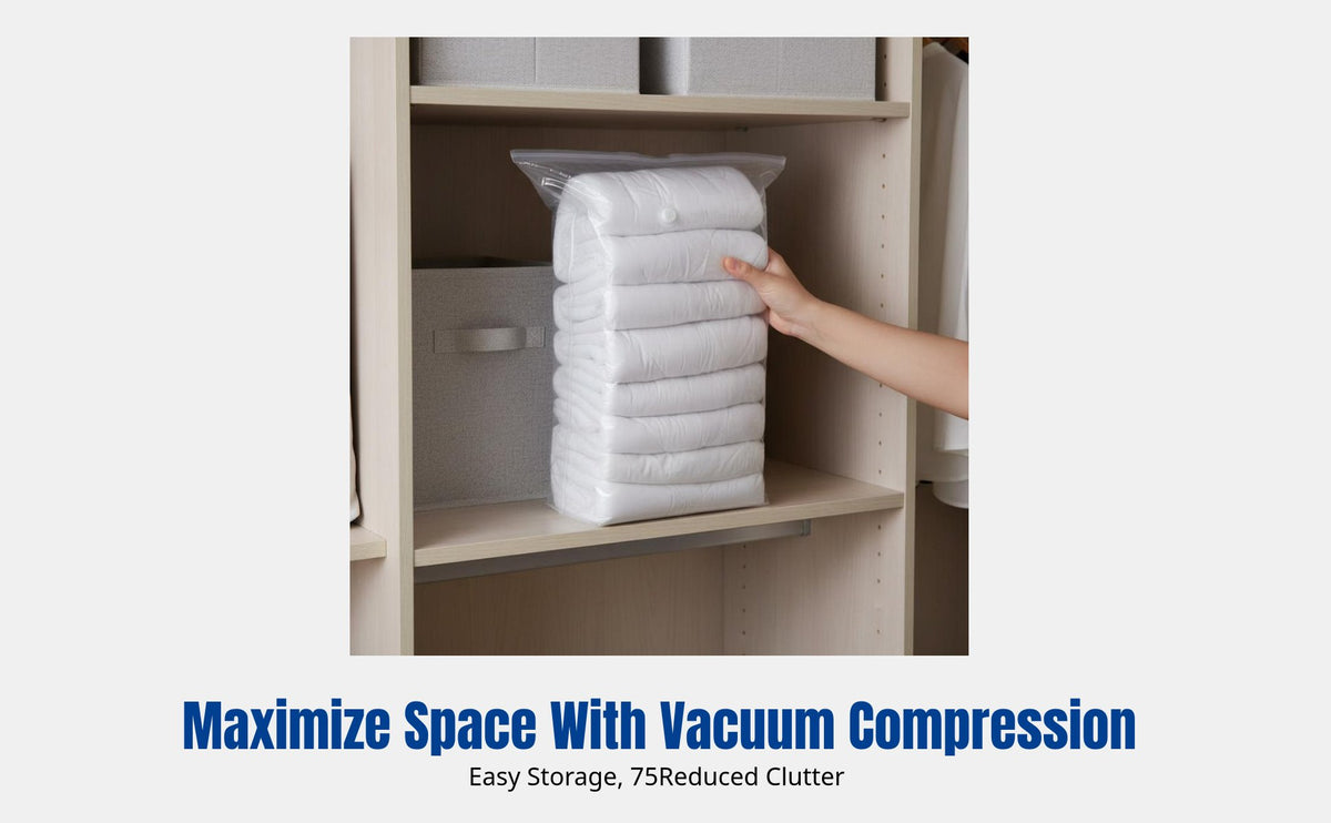 Vacuum Storage Bag, No Pump Needed, Thick Compression, Quilt, Clothes, Home, Travel