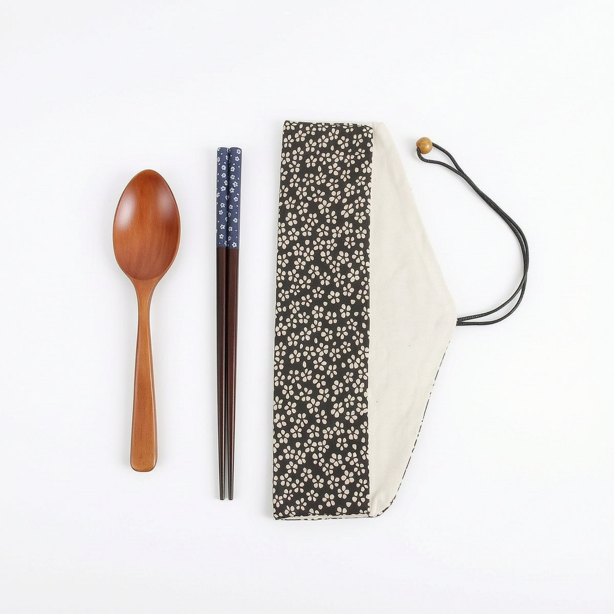 Wooden Spoon and Chopsticks with Pouch Eco-Friendly Chopstick and Spoon Set with Sleeve Wooden Utensils with Pouch Reusable