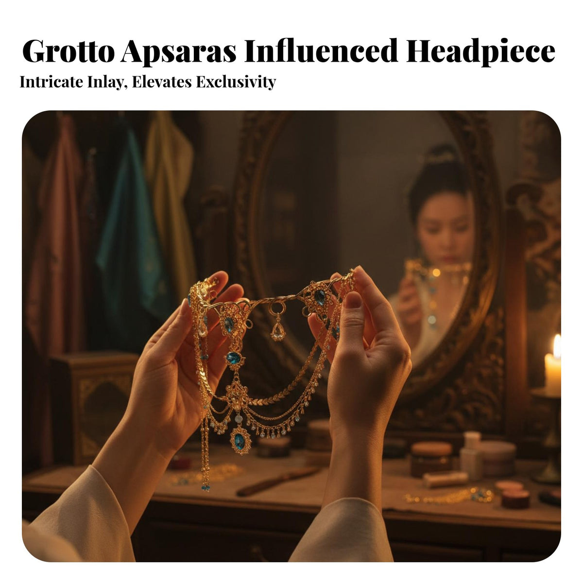 Ancient Grotto Design Hair Accessory Handmade Chinese Design Hair Crown Exotic Celestial Being Headpiece Elegant Features
