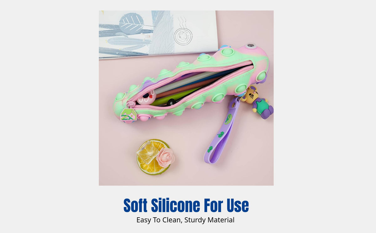 Silicone Pencil Case, Multifunctional Storage Bag, Fidget Relief Toy, Cute Caterpillar Design, Random Keychain, Stationery