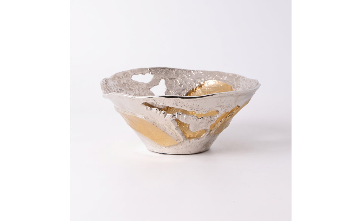 Decorative Bowl with Pedestal Base Lustrous Centerpiece Bowl with Pedestal Base Reflective Vessel for Tabletop, Living Room, Entryway