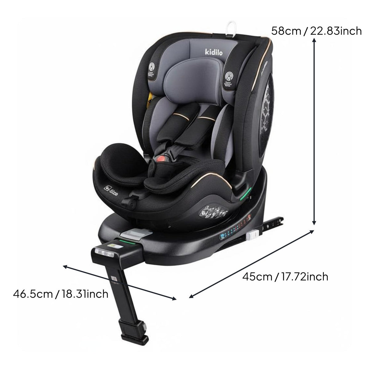 Side Collision Protection 360 Rotating Car Seat Adjustable Headrest Infant to Child Car Seat Reclining Position for Infants, Toddlers, Kids