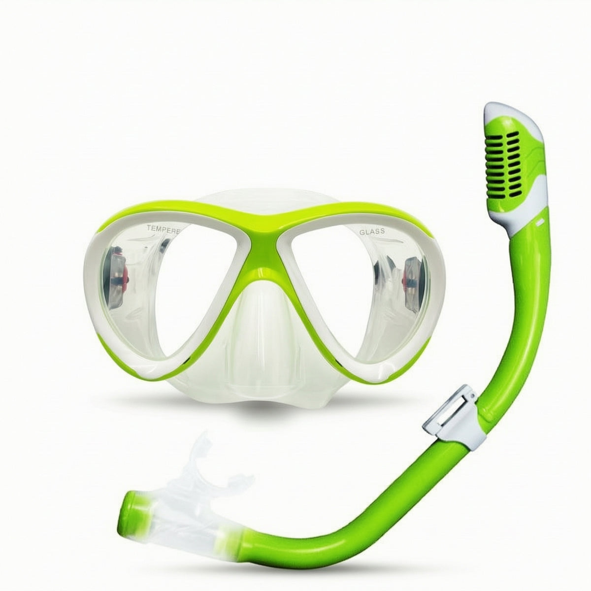 Tempered Glass Snorkel Set with Dry Snorkel Dual Lens Swim Gear Clear View for Beginners