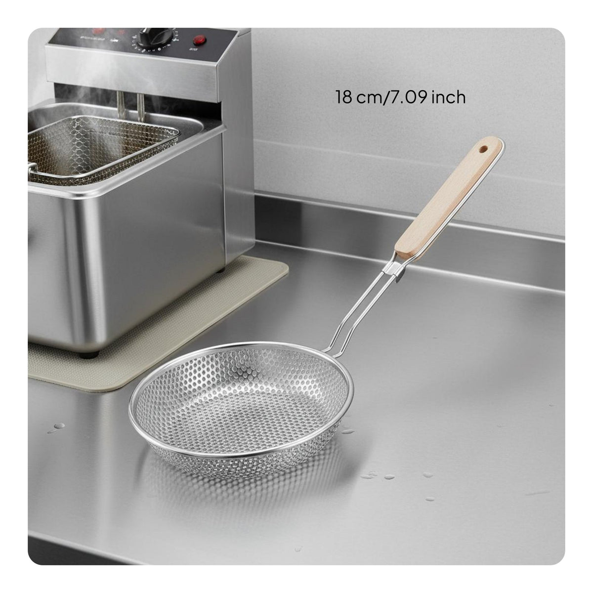 Stainless Steel Skimmer Spoon Fine Mesh Holes Perforated Frying Spoon