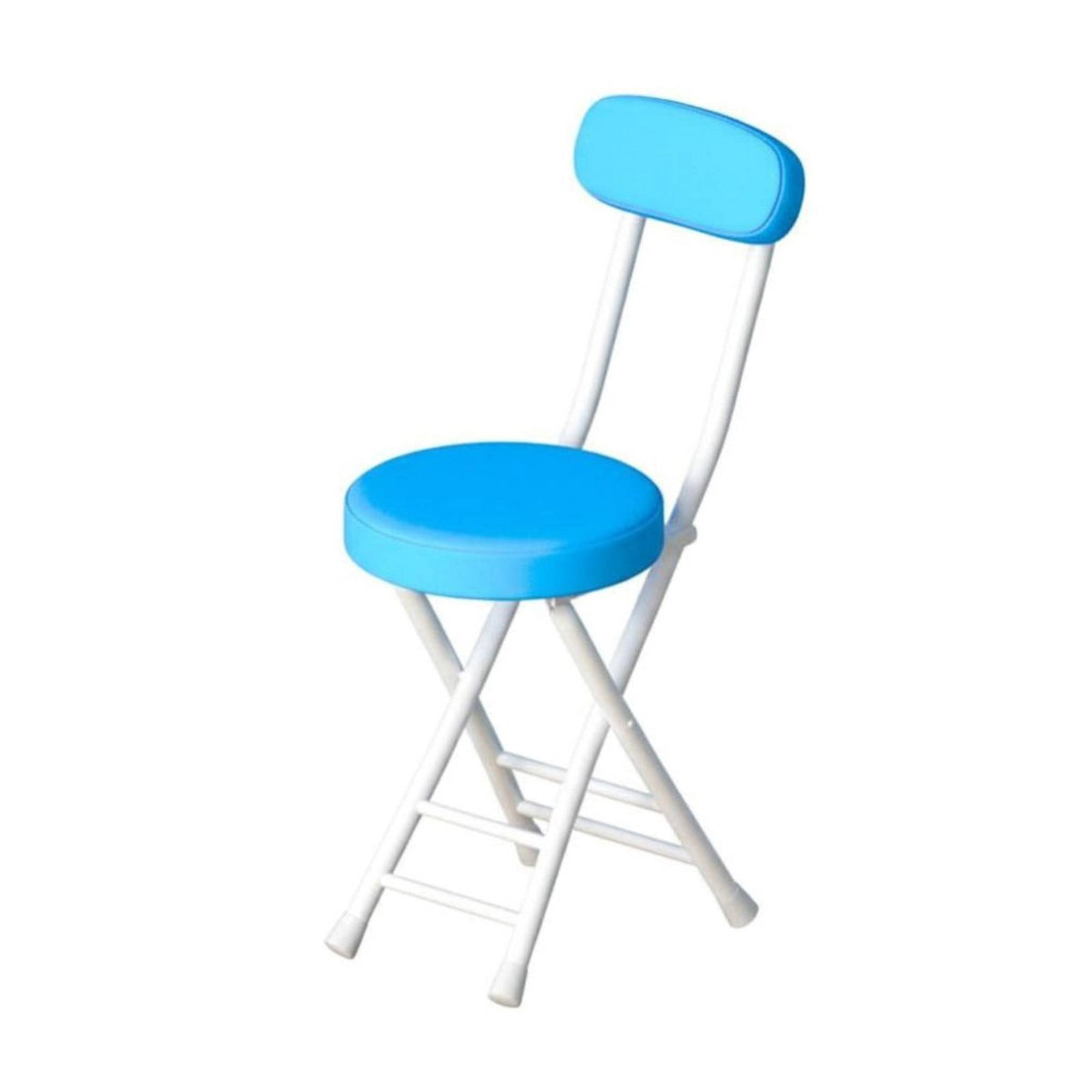 Space-Saving Padded Round Folding Stool Folds Flat Cross-Frame Folding Stool No Assembly Required Collapsible Seat Minimalist Design for Students, Apartment Dwellers, Homeowners, Dorm Room, Small Areas, Balcony, Indoor Use
