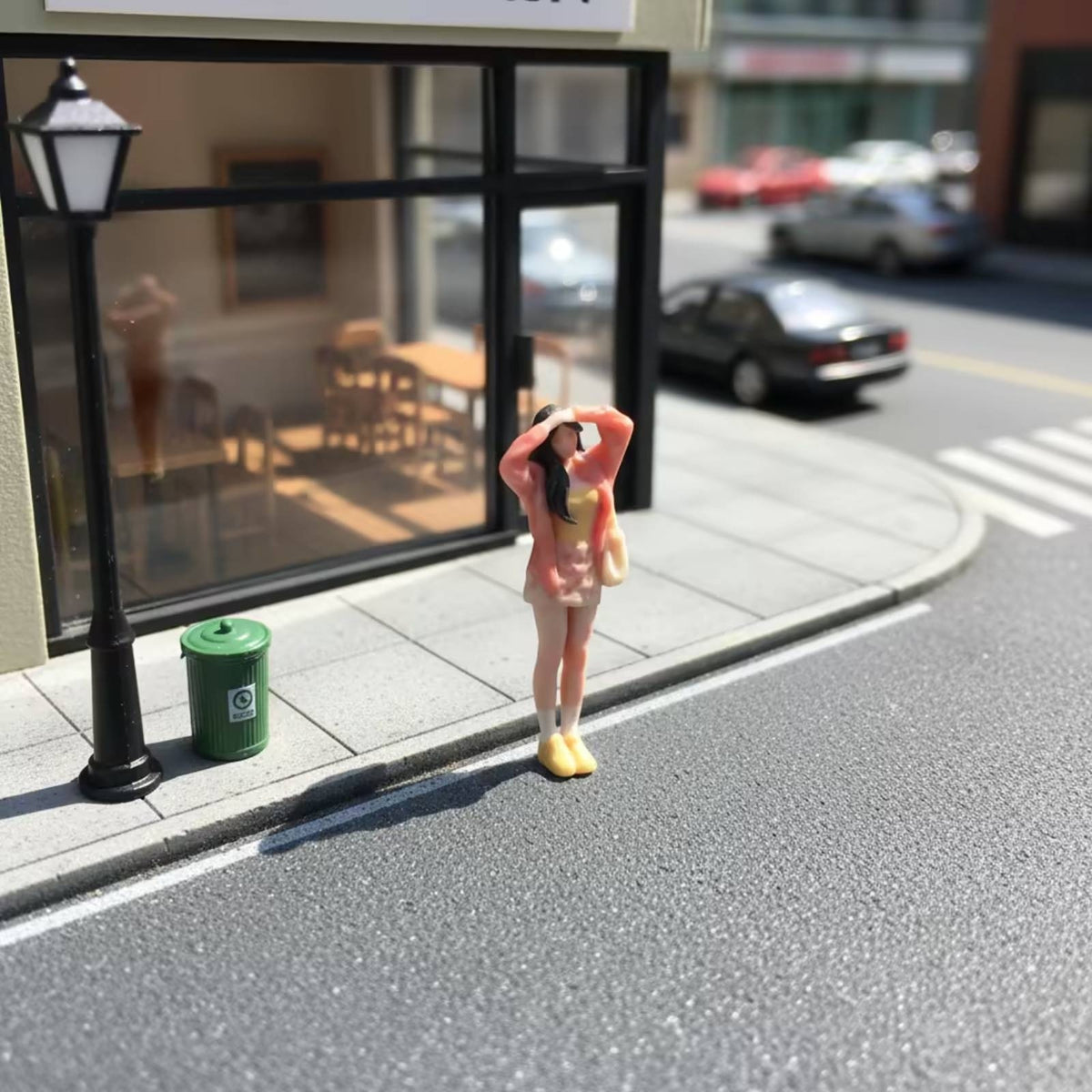 1:64 Scale Girl Figure Handmade Style Standing Figurine Highly Detailed Miniature Model for Decorative Arrangement