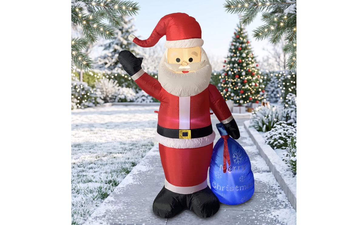 Inflatable Santa with Gift Bag Easy to Install Inflatable Santa Figure Stable Yard Decoration Secure for Homeowners
