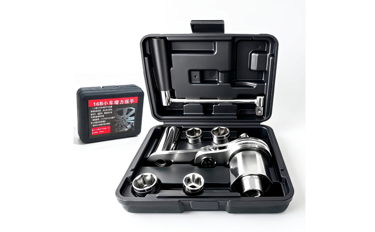 Lug Wrench with Storage Case Compact Lug Nut Removal Tool Portable Ratcheting Wrench with Case for Vehicle Owners, Drivers, Roadside Emergency, Garage