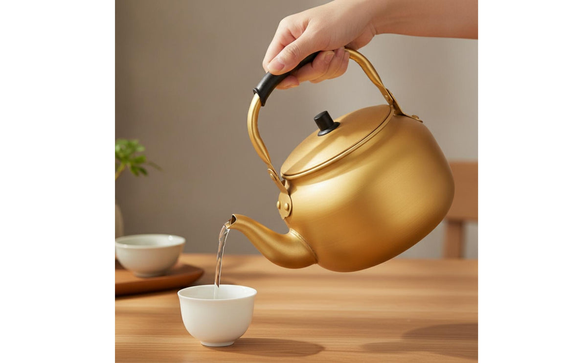Oxidized Aluminum Teapot Sturdy Teapot with Carry Handle Food-Grade Stovetop Kettle for Gas Cooktop
