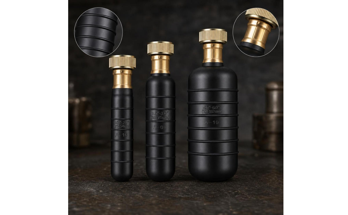 3 Pieces Drain Cleaning Bladder Ribbed Drain Bladder with Metal Connector Plumbing Tool for Plumbers, Sewer Plumbing Lines