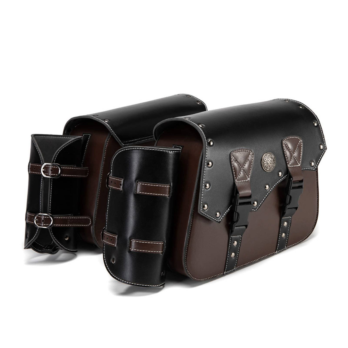 2 Pieces Motorcycle Side Bag Retro Motorbike Saddlebag Hardwearing Build Motorcycle Side Bag Pair for Adventure
