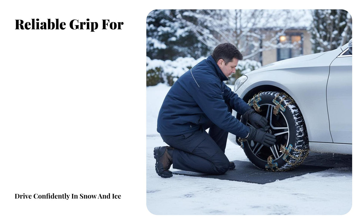 2 Pieces Anti-Skid Tire Chain Automatic Tightening Car Snow Chain Easy Installation Winter Driving Gear for Van Owners, Commuters, Icy Roads