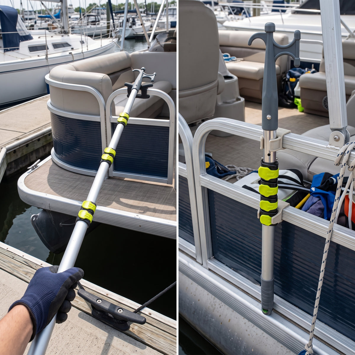 Telescopic Aluminum Boat Hook for Marine Vessels, Dinghies, and Yachts - Rescue and Mooring Pole