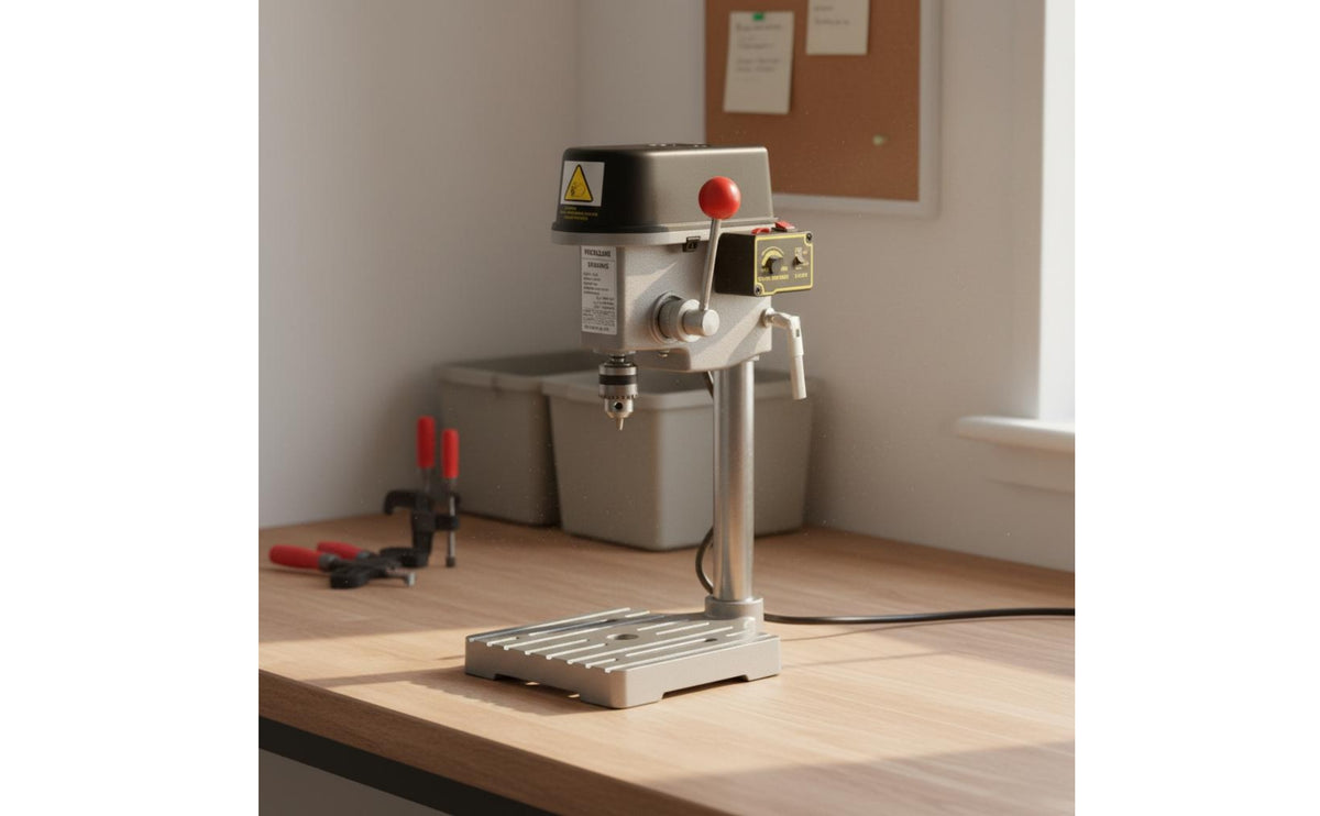 Compact Design Mini Drill Press 340W Engine Small Benchtop Drill Precision Drilling Machine for Hobbyists, DIY Enthusiasts, Jewelry Making, Workshop, Garage