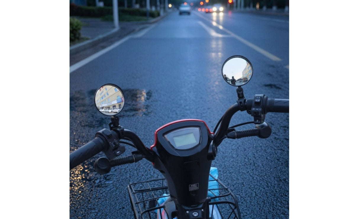 Two-Wheeler Rearview Mirror with Adjustable Mount Rotatable Two-Wheeler Rearview Mirror Safe Compact for Cyclists, Commuting