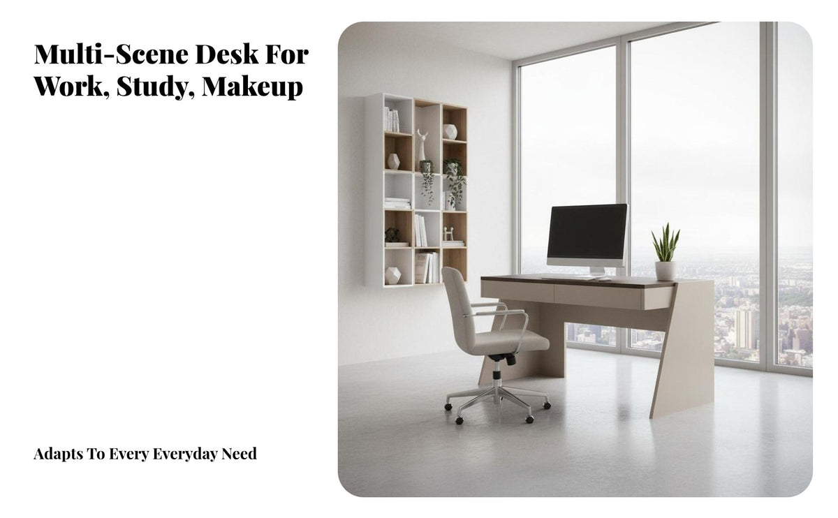 Minimalist Design Desk with Integrated Drawers Ample Storage Space Desk with Drawers Multi-Functional Office Furniture Spacious Work Surface for Students, telecommuting Workers, Professionals, Bedroom, Study Room