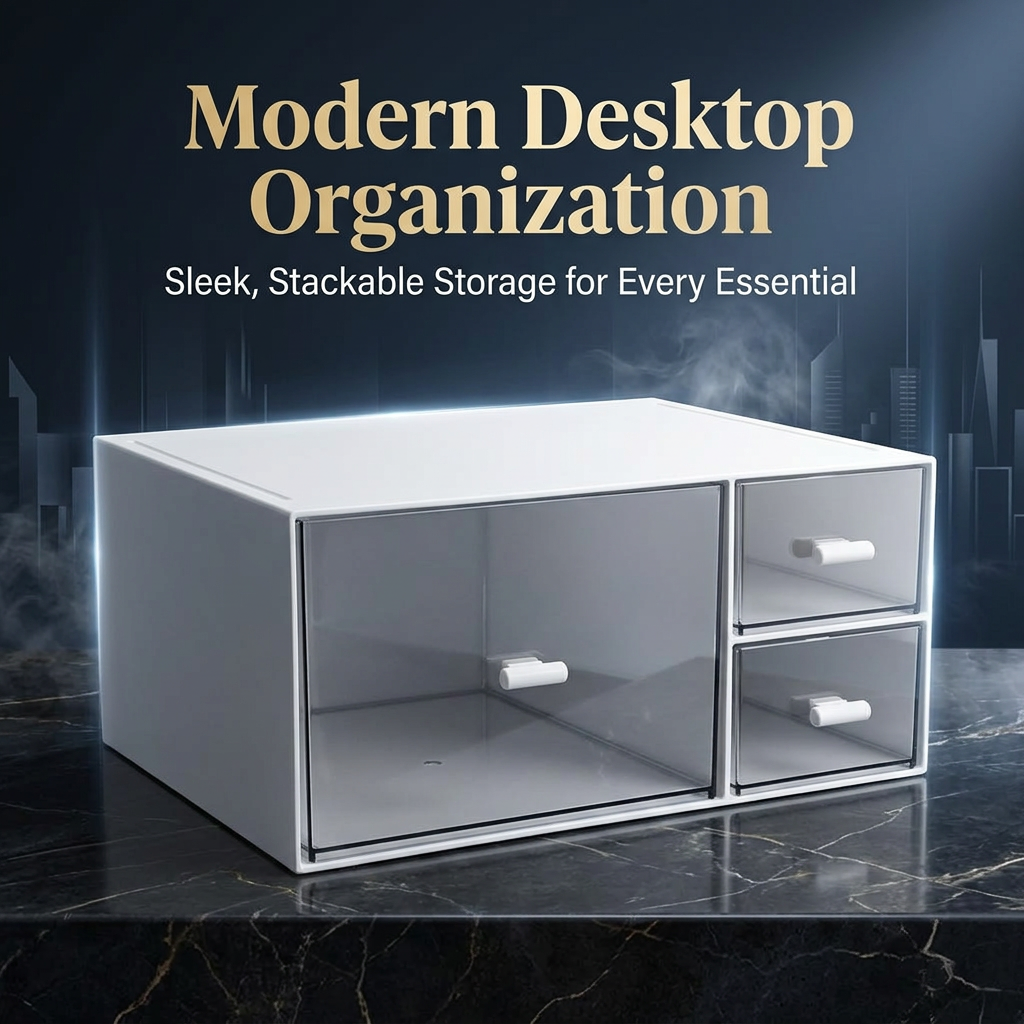 Stackable Drawer Organiser Set, Desk Drawer Organiser Trays, Clear Drawer Organiser Set for Makeup, Vanity Drawer Organiser Trays