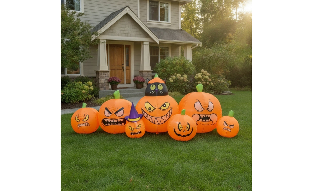 Inflatable Black Cat and Pumpkin Decoration Lawn Inflatable Pumpkin Decoration Bright Party for Families