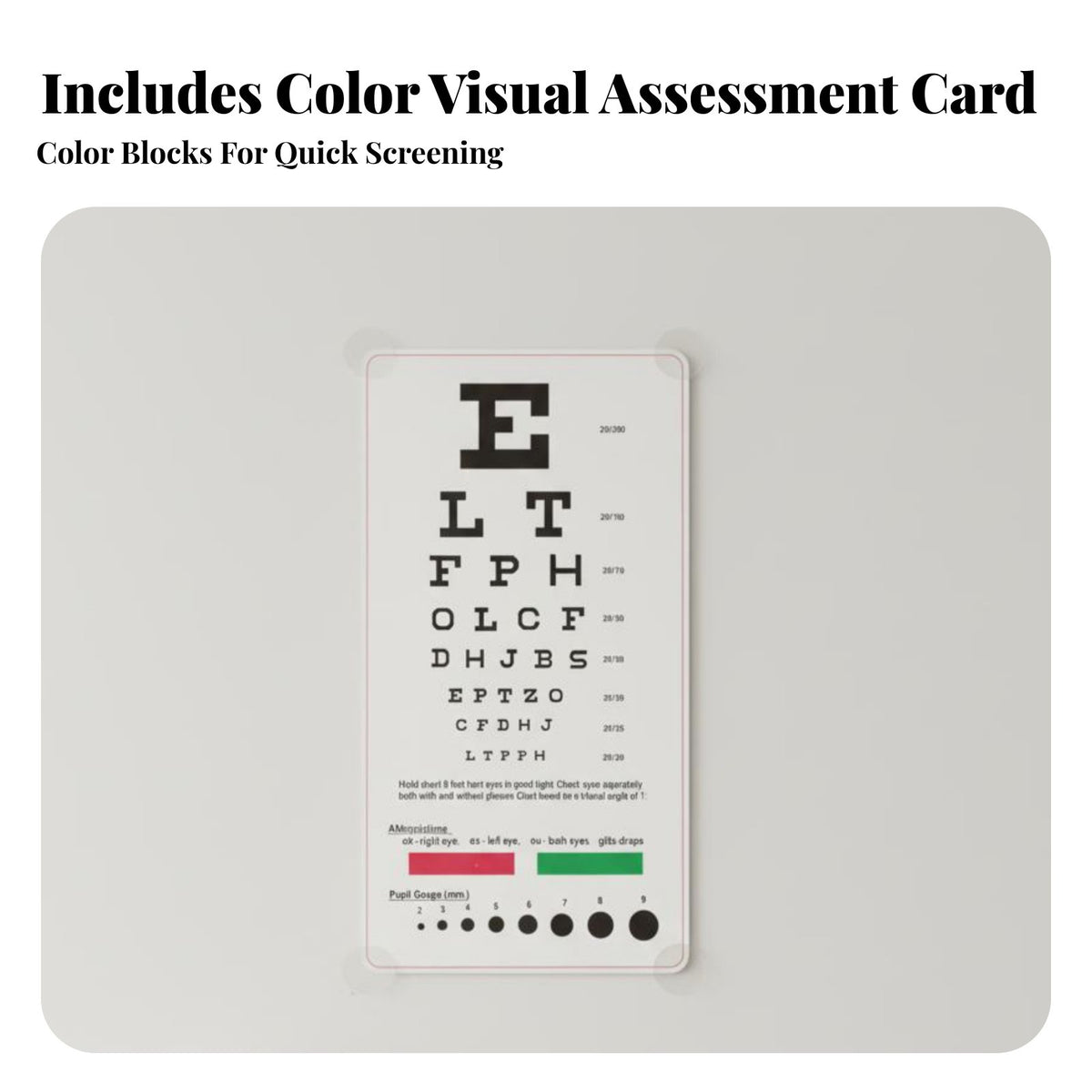 Visual Acuity Test Card Clear Print Visual Acuity Card Snellen Eye Chart for Optometrists, Nurses, School Screenings, Medical Facility, Home Use