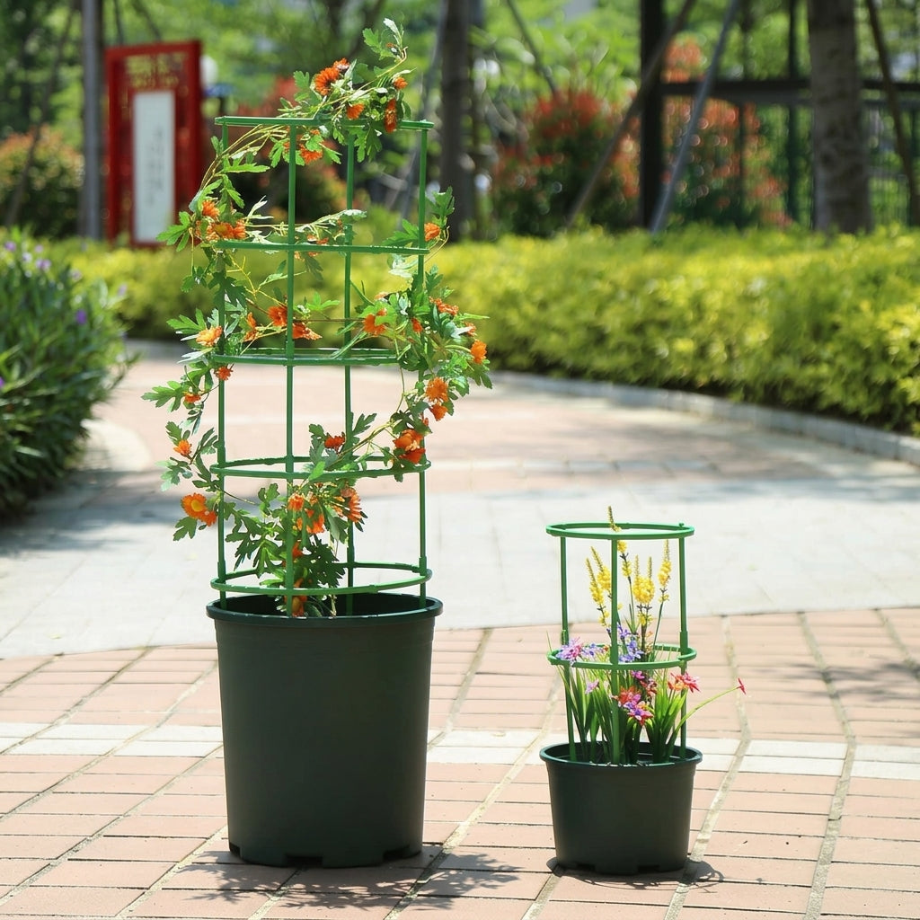 Indoor Plants Garden Stakes for Plant Support, Stackable Rings Trellis for Monstera Plant, 12 Pack of Plastic Sticks, Adjustable Height Design