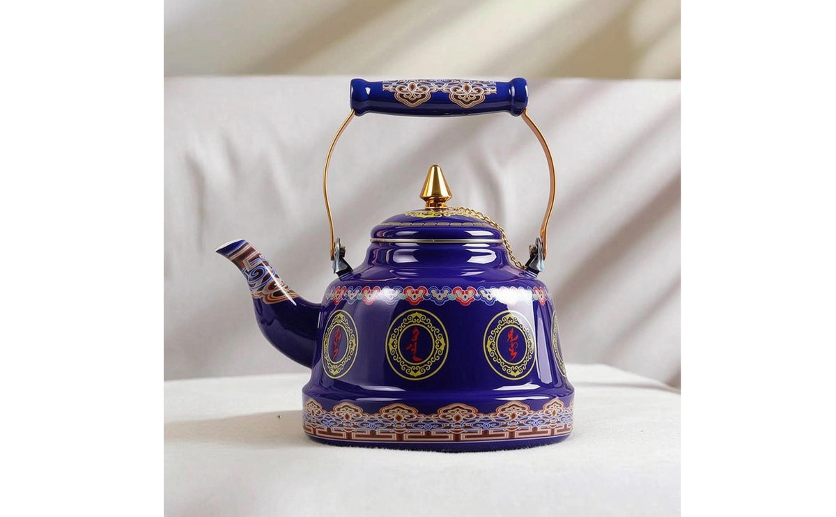 Enamel Teapot Traditional Enamel Kettle Vintage-Style Kettle with Lid for Collectors