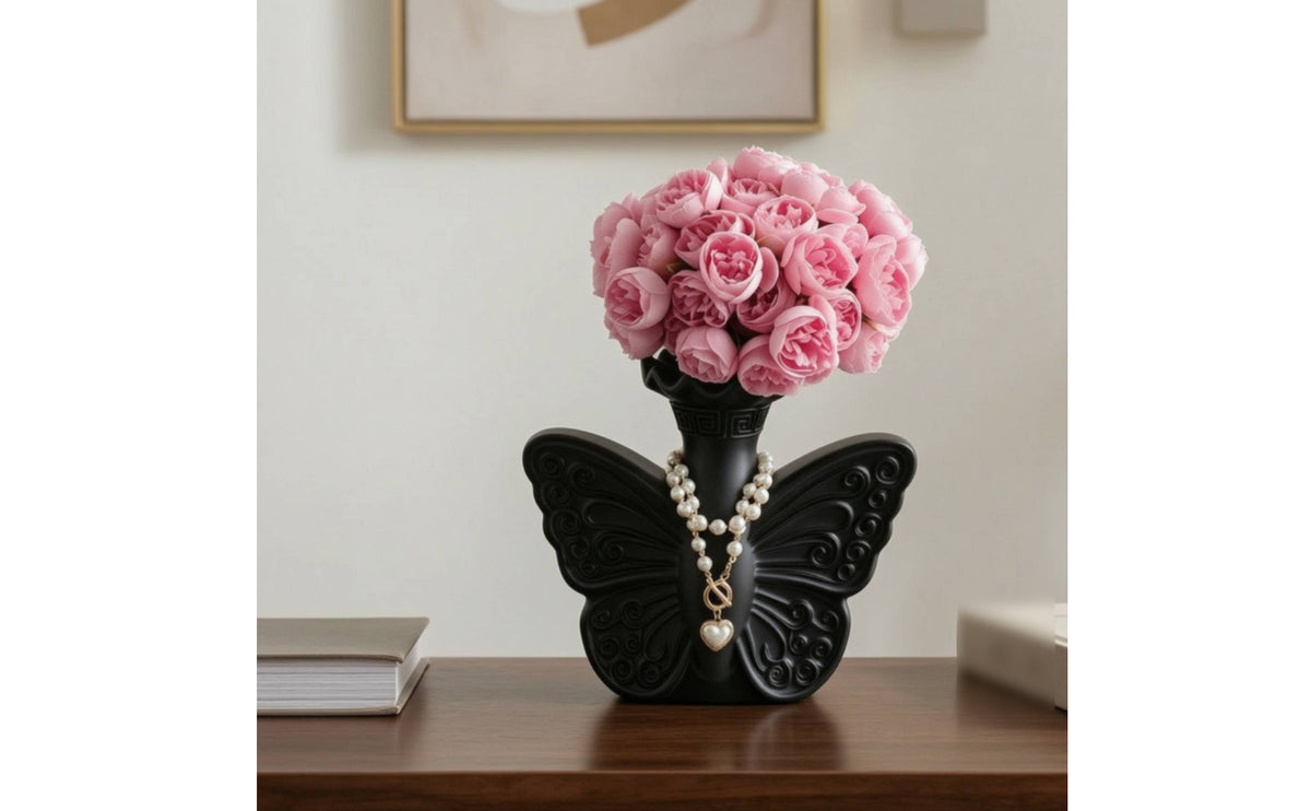 Butterfly Vase Lightweight Vase with Pearl Necklace Aesthetic for Entryway