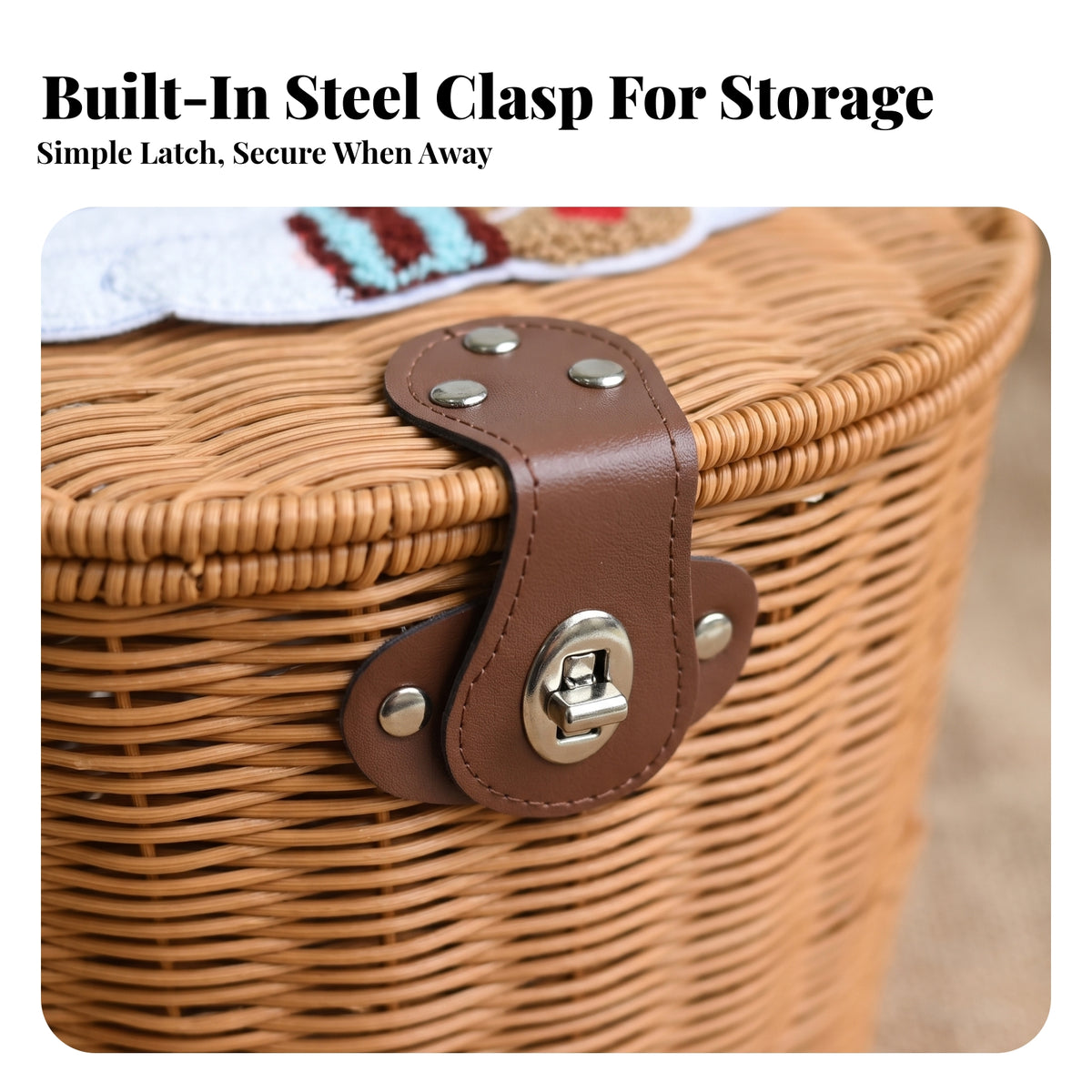 Lockable Wicker Bike Basket with Lid