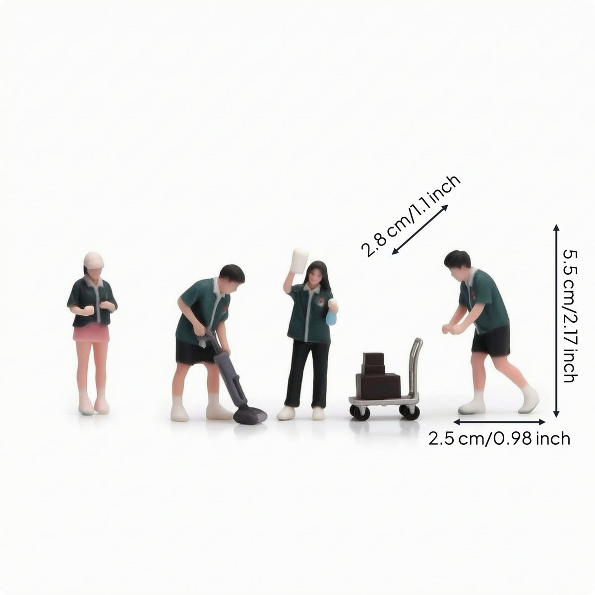 4 Pieces Convenience Store Worker Figurines Painted Worker Figures Tiny Figurines with Costumes for Collectors, Diorama