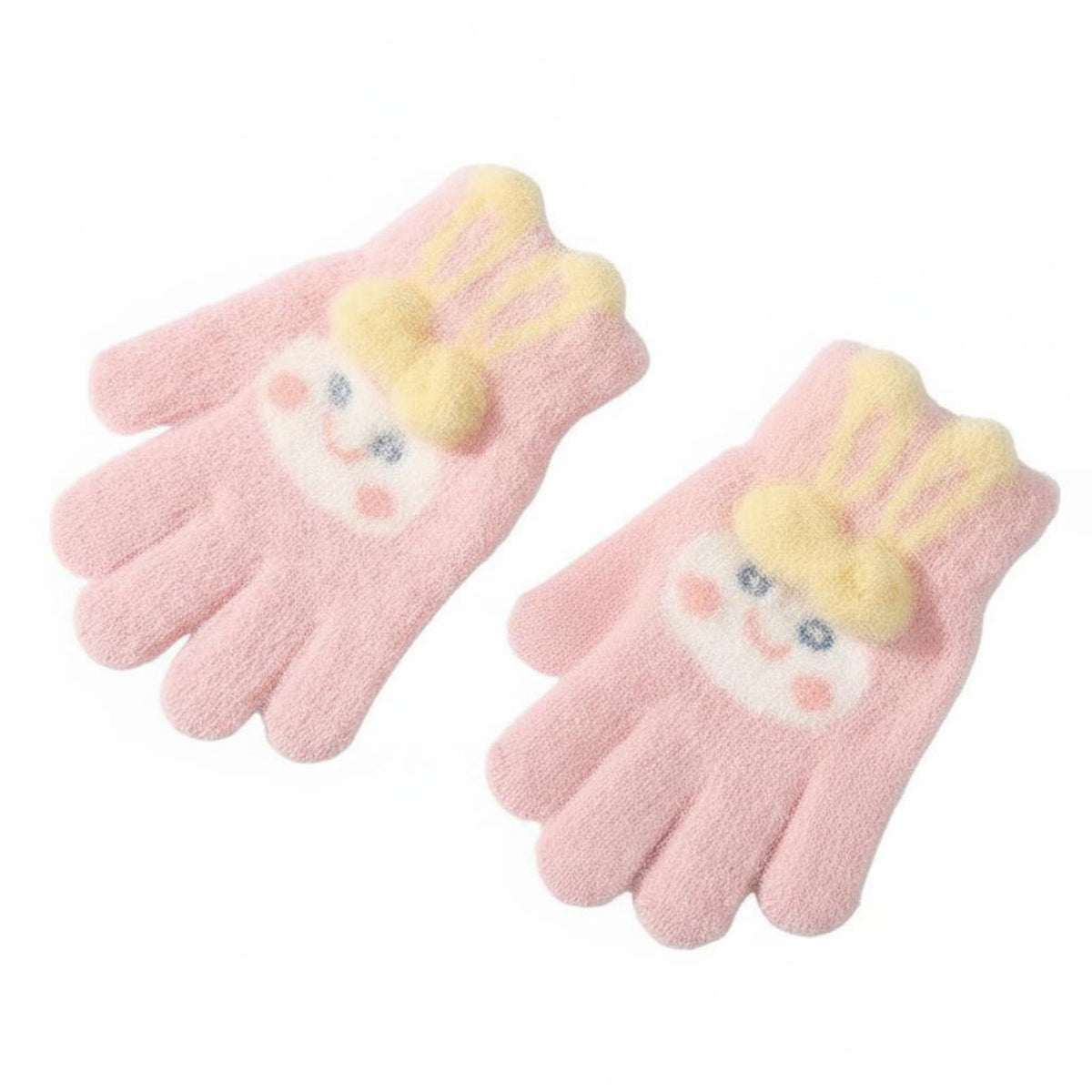 Warm children's Knitted Gloves Thickened Kids Five-Finger Gloves Cute Design for Girls, Toddlers, Snow Play, Cycling, Outdoor