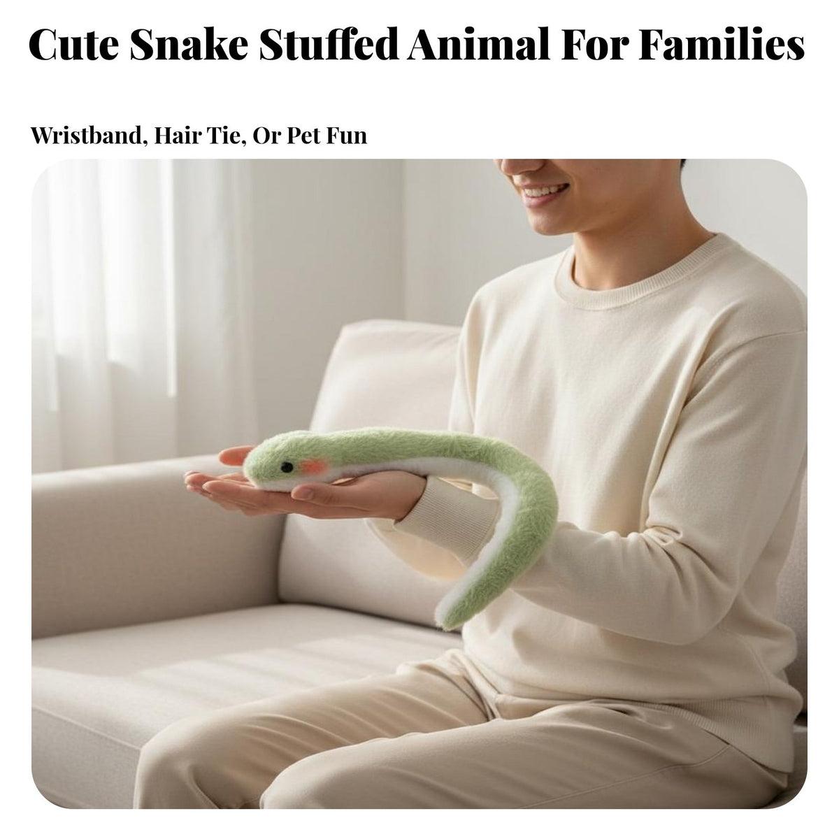 Soft Snake Toy Cute Design Green Snake Soft Toy Soft Material Home Decor for Collectors, Reptile Lovers, Living Room, Bedroom, Fun Time