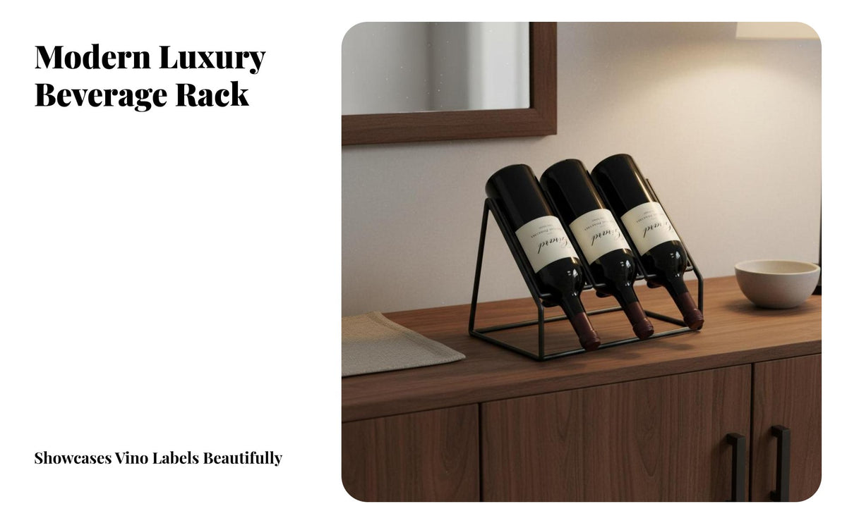 Tilted Storage Freestanding Wine Display Stand Artistic Design Countertop Wine Rack Modern Design Home Decoration Wrought Iron for Homeowners, Adults, Tabletop, Living Room, Dining Table, Restaurant