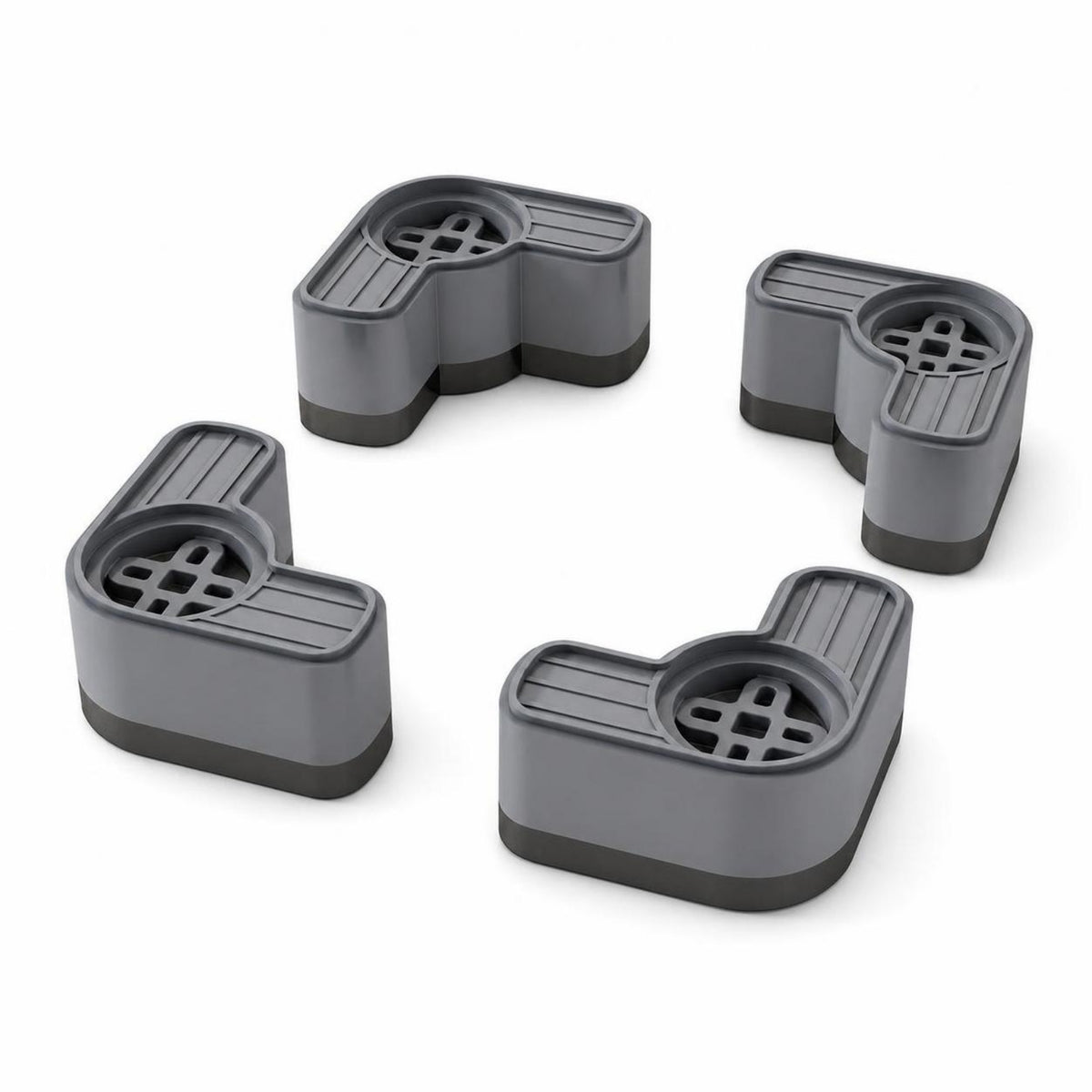 4 Pieces Non-Slip Washer Foot Pad Raised Washing Machine Foot Riser L-Shaped Washer Leveling Pad Ribbed