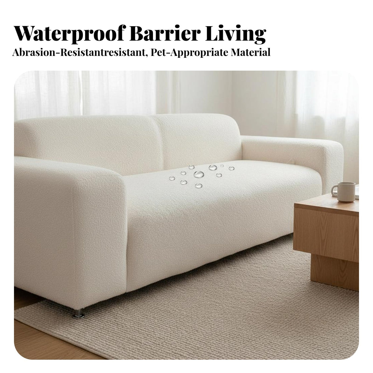 Year-Round Use Teddy Fleece Slipcover Waterproof Soft Sectional Cover Non-Slip Sofa Protector Scratch Resistant for Homeowners, Parents, Living Room, Play Area