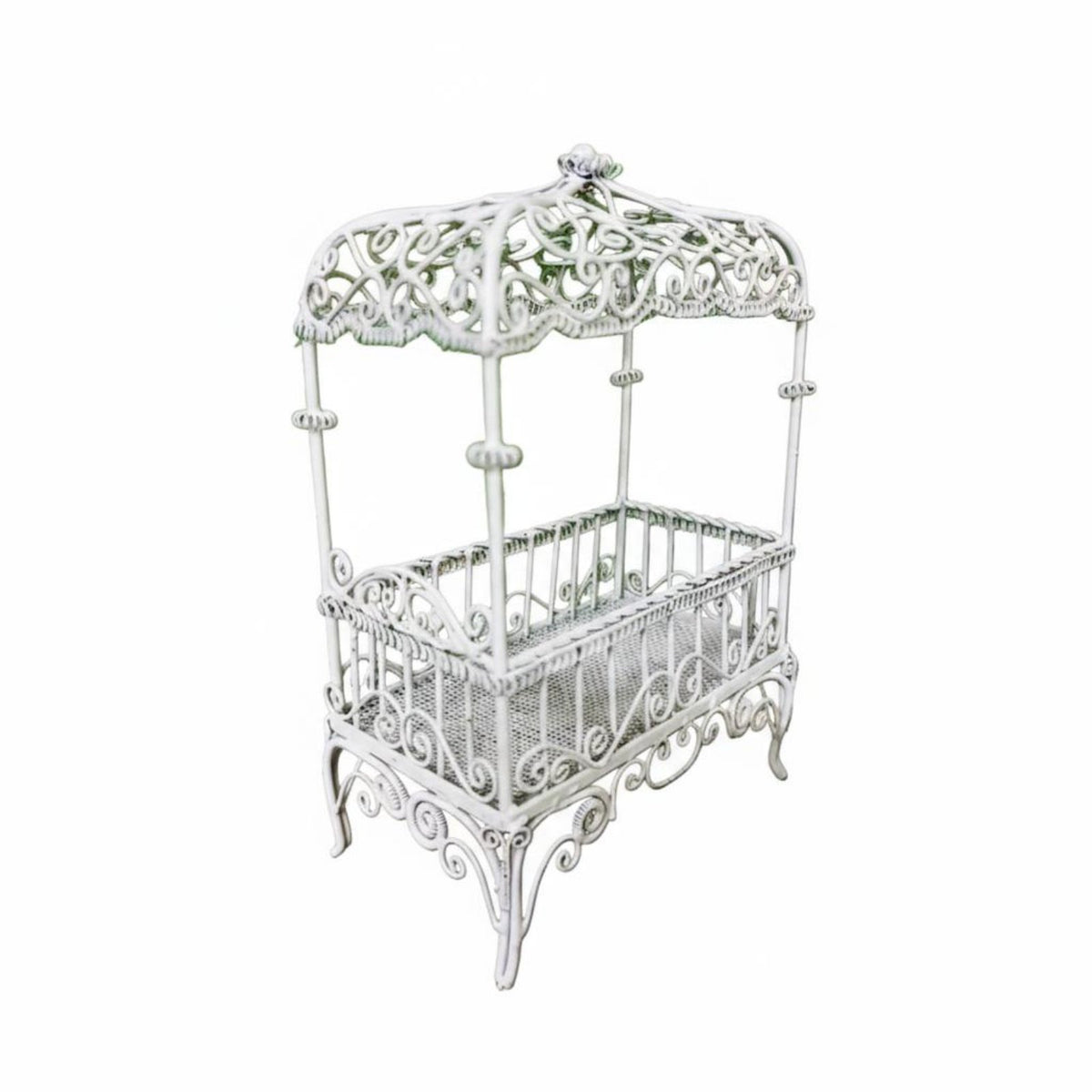 Dollhouse Birdcage Model European Design Miniature Birdcage Stand DIY Project Miniature Wrought Iron Bed for Collectors, Hobbyists, Diorama