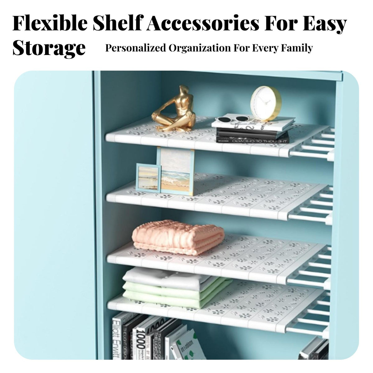 Nail Cabinet Rack Screwless Setup Installation Expandable Closet Shelf Space Saving Nail Cabinet Divider for Students, Wardrobe, Dorm Room, Kitchen