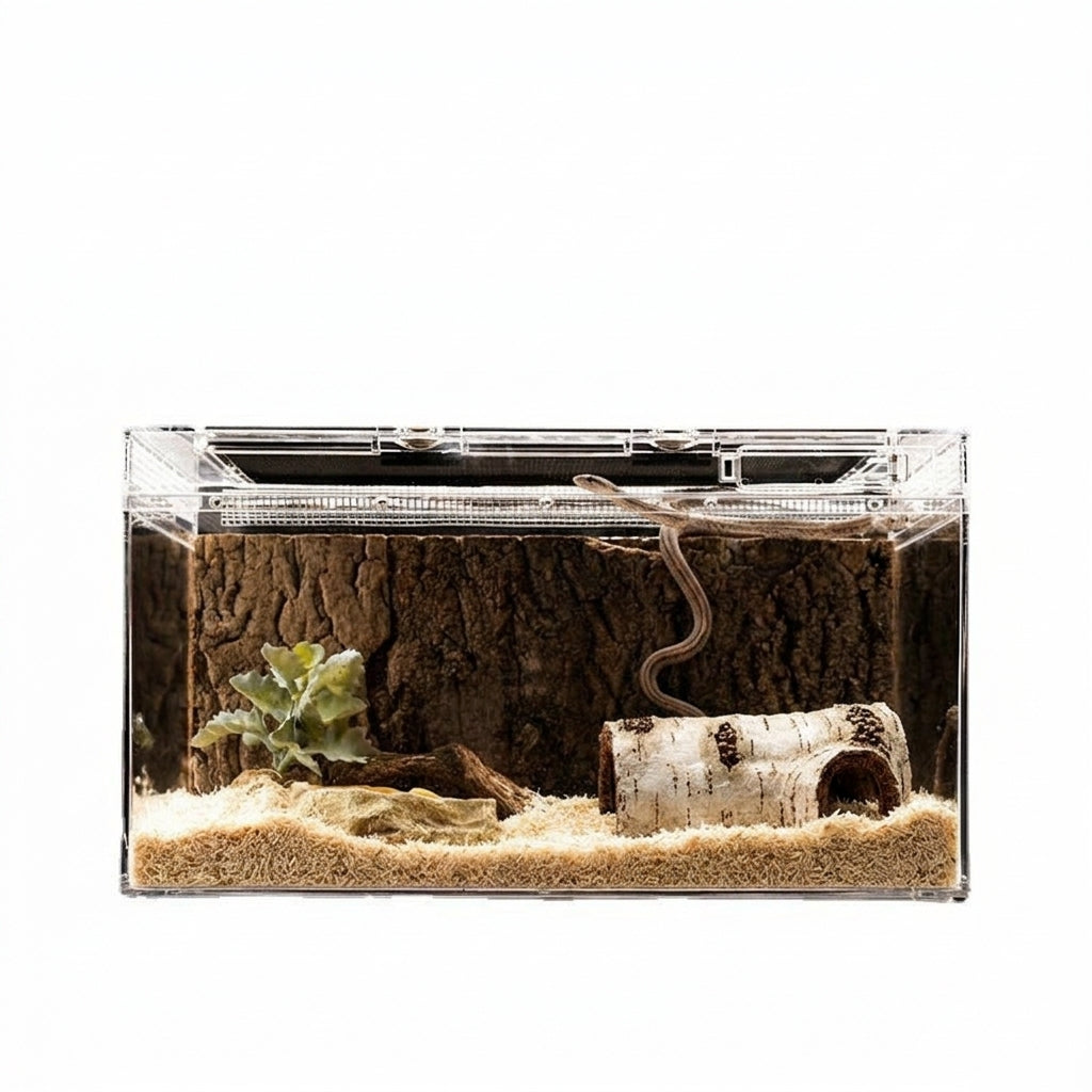 Realistic Birch Bark Hide Snake Hide, Resin Cave for Crested Gecko Tank Accessories, Textured Porous Interior for Small Reptiles and Rodents
