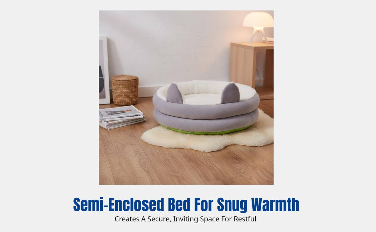 Hooded Pet Bed Throughout the Year Use Hooded Burrow Bed Semi-Enclosed Design Pet Bed for Small Dogs, Young Felines, Indoors, Living Room