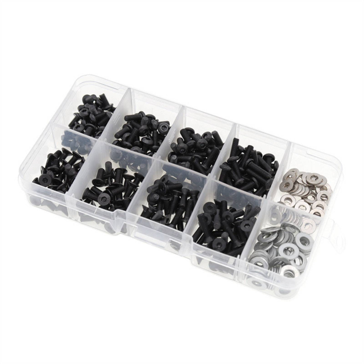 Screw Organizer Box 180-Piece RC Car Screw Kit Hardware Storage Box Assorted for Hobby Workbench