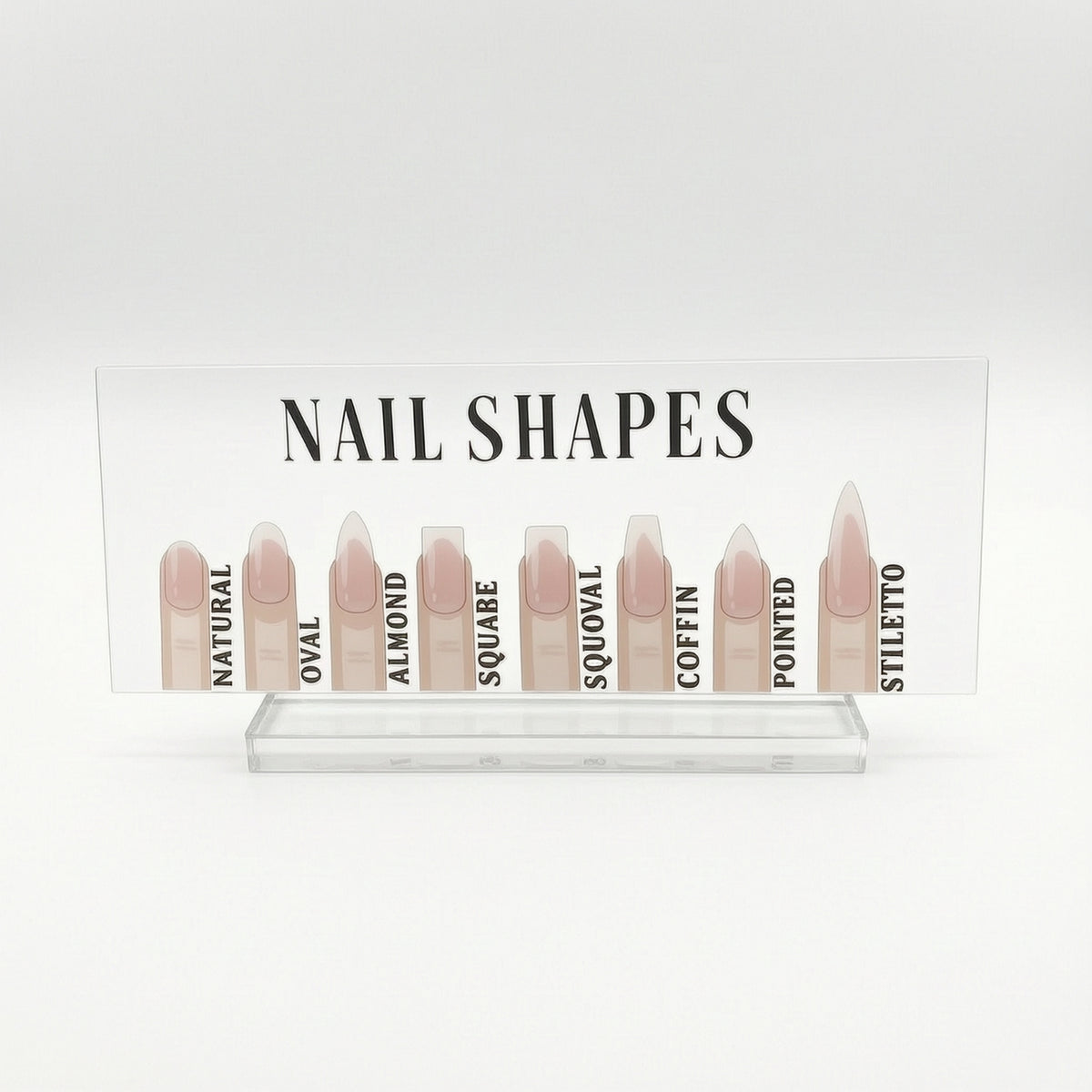 Nail Shape Display Sign Acrylic Sign with Base Transparent for Reception Desks