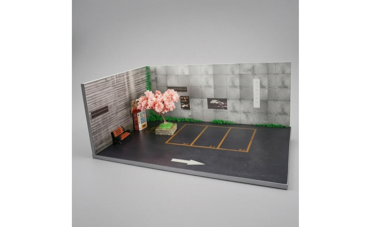 1:64 Street Building Model PVC Board Street-Corner Model Cherry Blossom Miniature City Layout
