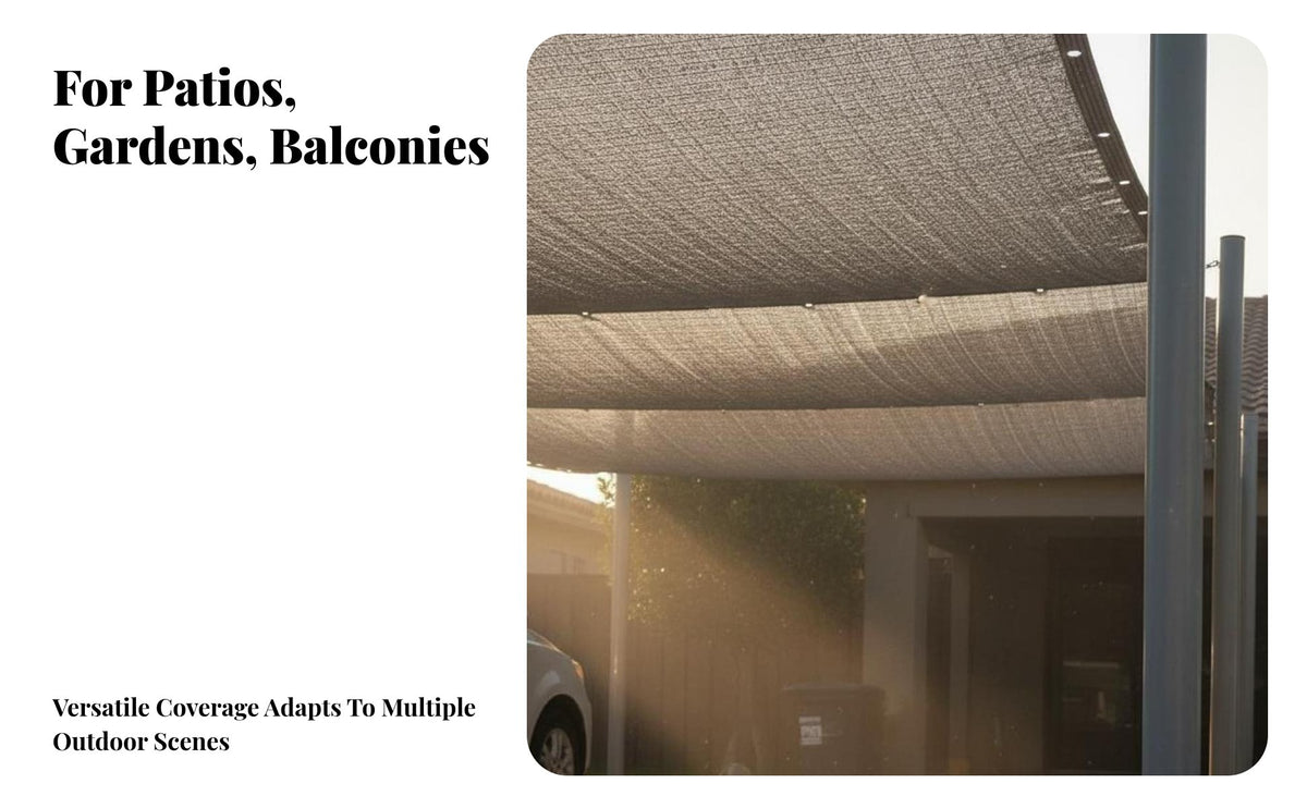 Heat Insulation Aluminum Foil Sunshade Net Protection Aluminized Shade Net Weatherproof Aluminum Shade Cloth Tear Resistant for Balcony, Carport, Greenhouse, Pergola