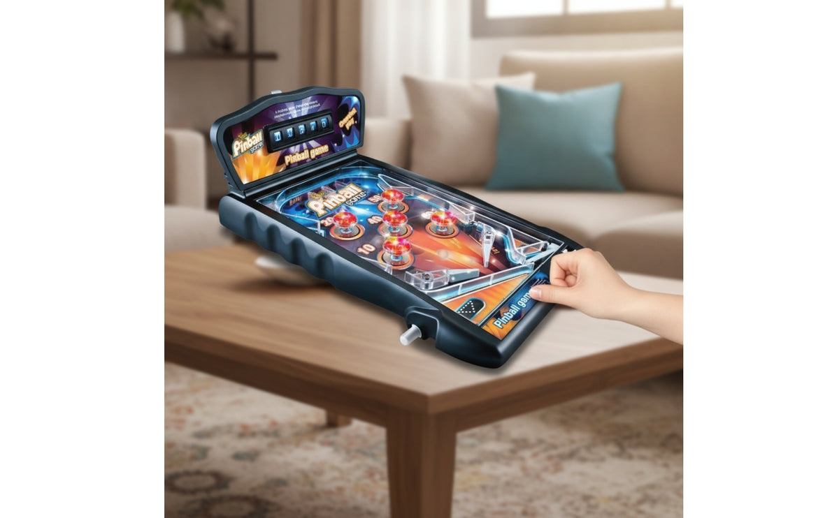 Arcade-Style Tabletop Pinball Game Retro Mini Pinball Machine Light-up Battery-Operated for Children, Families, Playroom, Desk