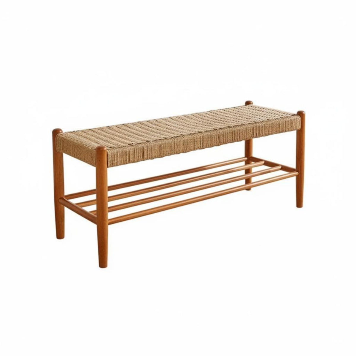 Japanese aesthetic doublelevel Woven Stool Multi-Functional Padded Shoe Storage Stool Space Saving Design Household Furniture Sturdy Construction for Homeowners, Families, Entryway, Hallway, Living Room, Bedroom