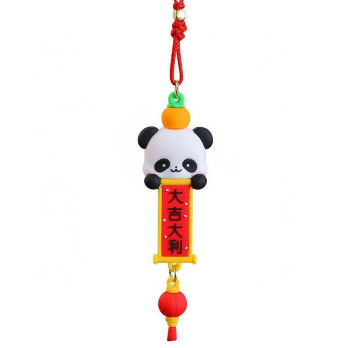 Good Fortune Symbol Chinese New Year Car Charm Easy to Hang Cartoon Panda Car Ornament for Drivers, Women, Office, Christmas Tree
