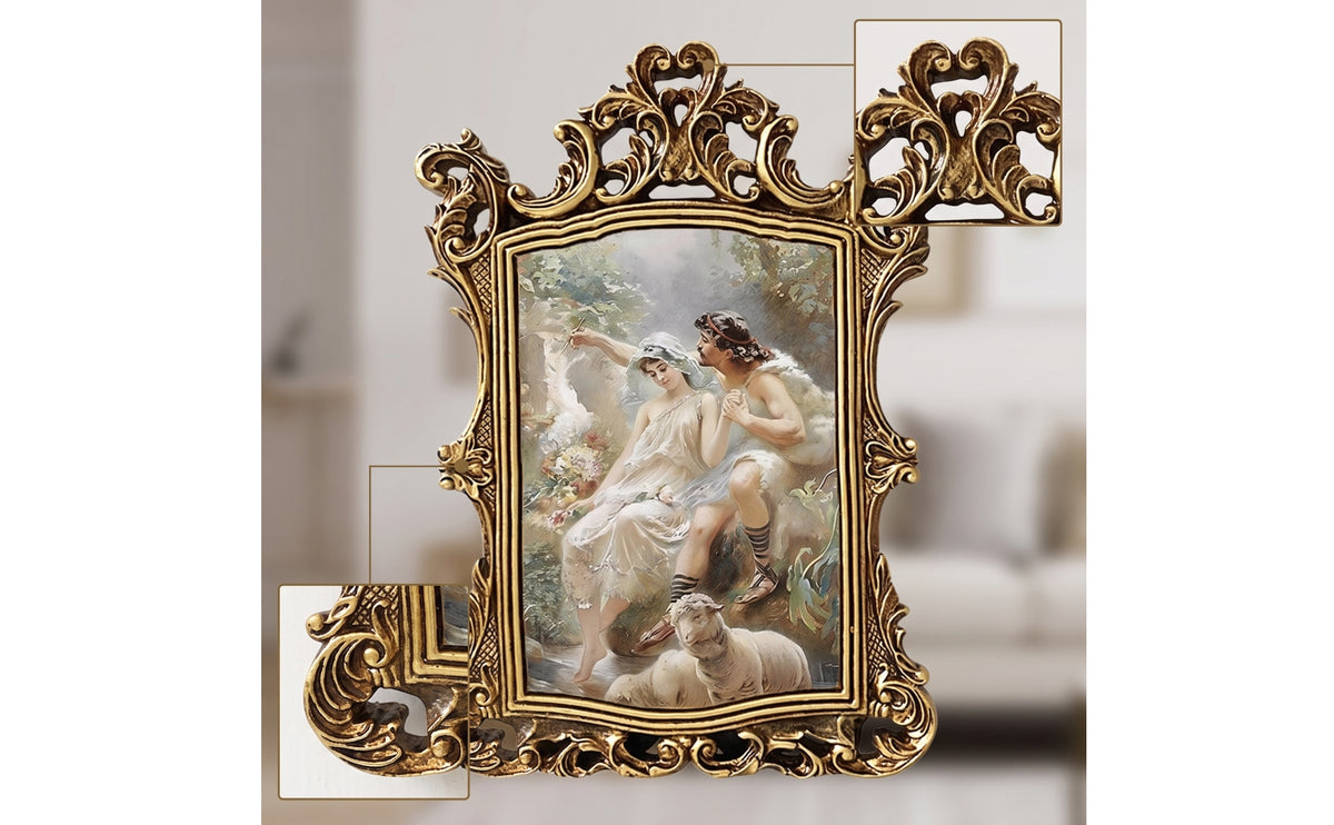 Vintage Picture Frame Wall-Hanging Gold Picture Frame Floral for Home Decor